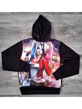 Harley Quinn Women's Small Hoodie "Daddy's little monster" Hooded Sweatshirt
